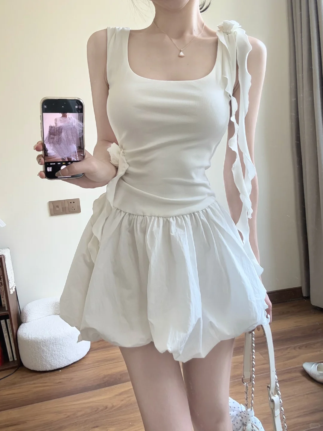 Cute White A Line Square Satin Short Homecoming Dress 18th Birthday Outfits
