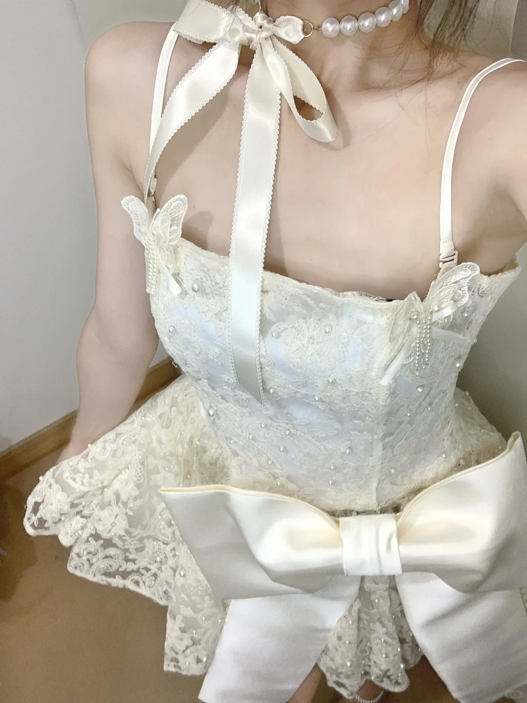 Pretty A Line Sapghetti Straps Lace With Bow Short Homecoming Dress 18th Birthday Outfits