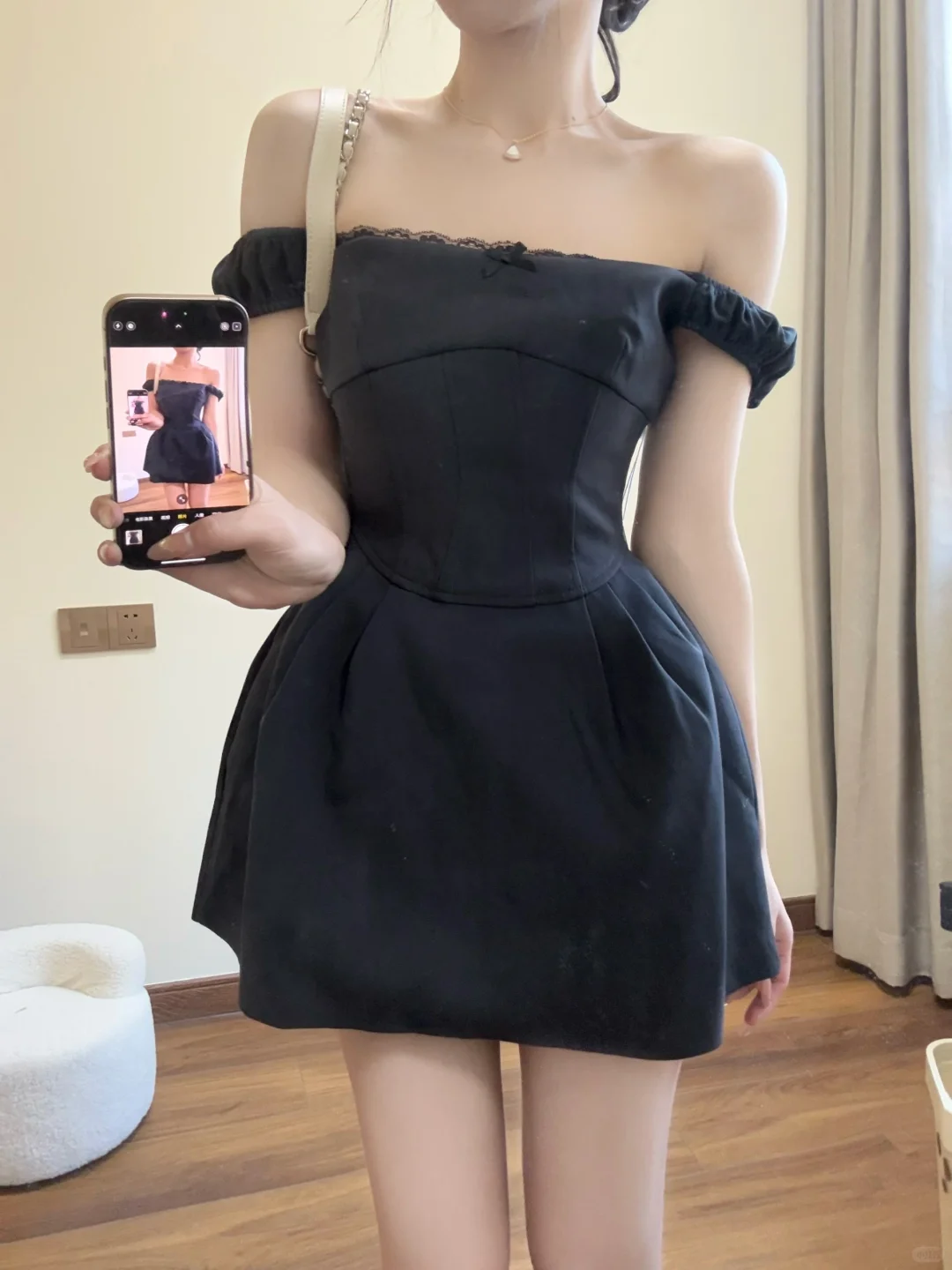 Black A Line Off The Shoulder Satin Short Homecoming Dress 16th Birthday Outfits