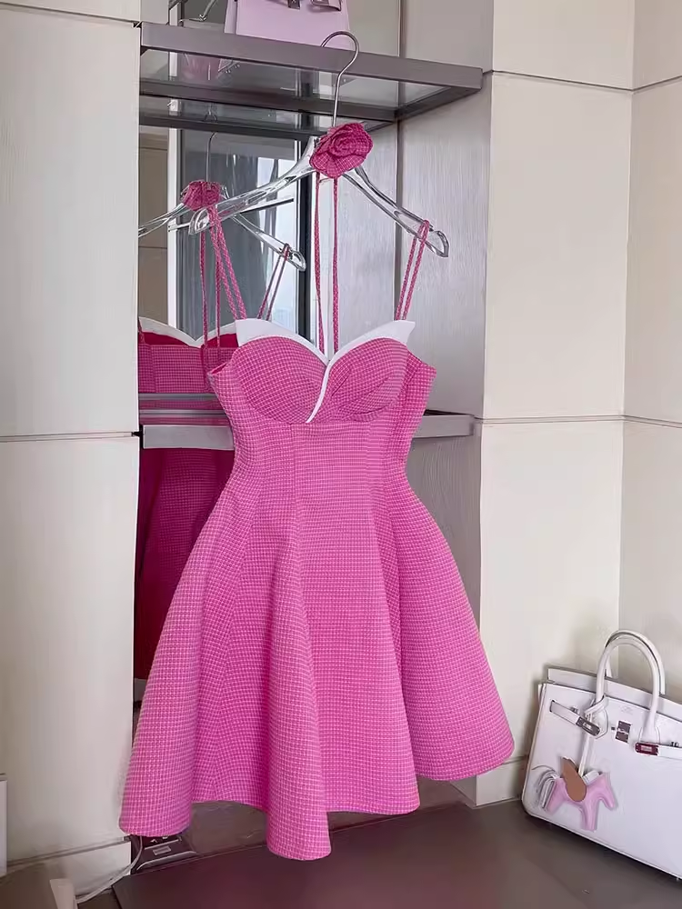 Sexy A Line Straps Pink Birthday Dress Short Homecoming Dresses
