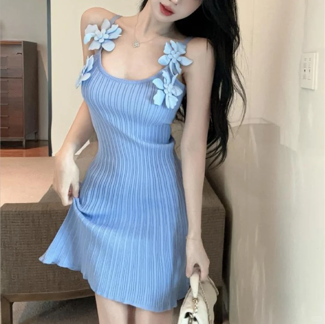 Blue A Line Spaghetti Straps Satin Applique Short Homecoming Dress 16th Birthday Outfits