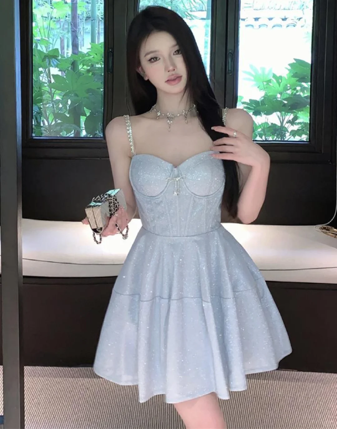 Sweet A Line Spaghetti Straps Satin Sequin Short Homecoming Dress 16th Birthday Outfits