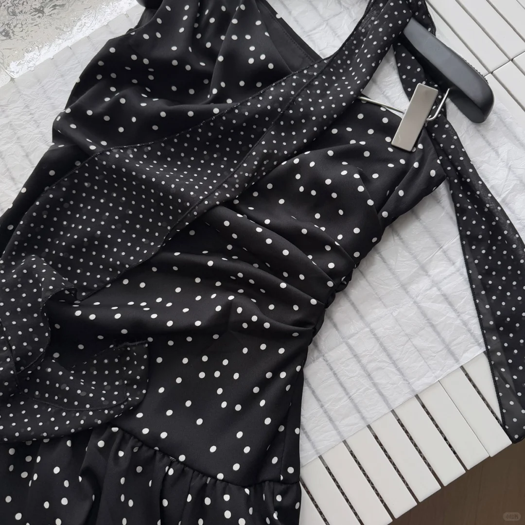 Sweet 16th Black A Line One Shoulder Satin Polka Dots Short Homecoming Dress Birthday Outfits