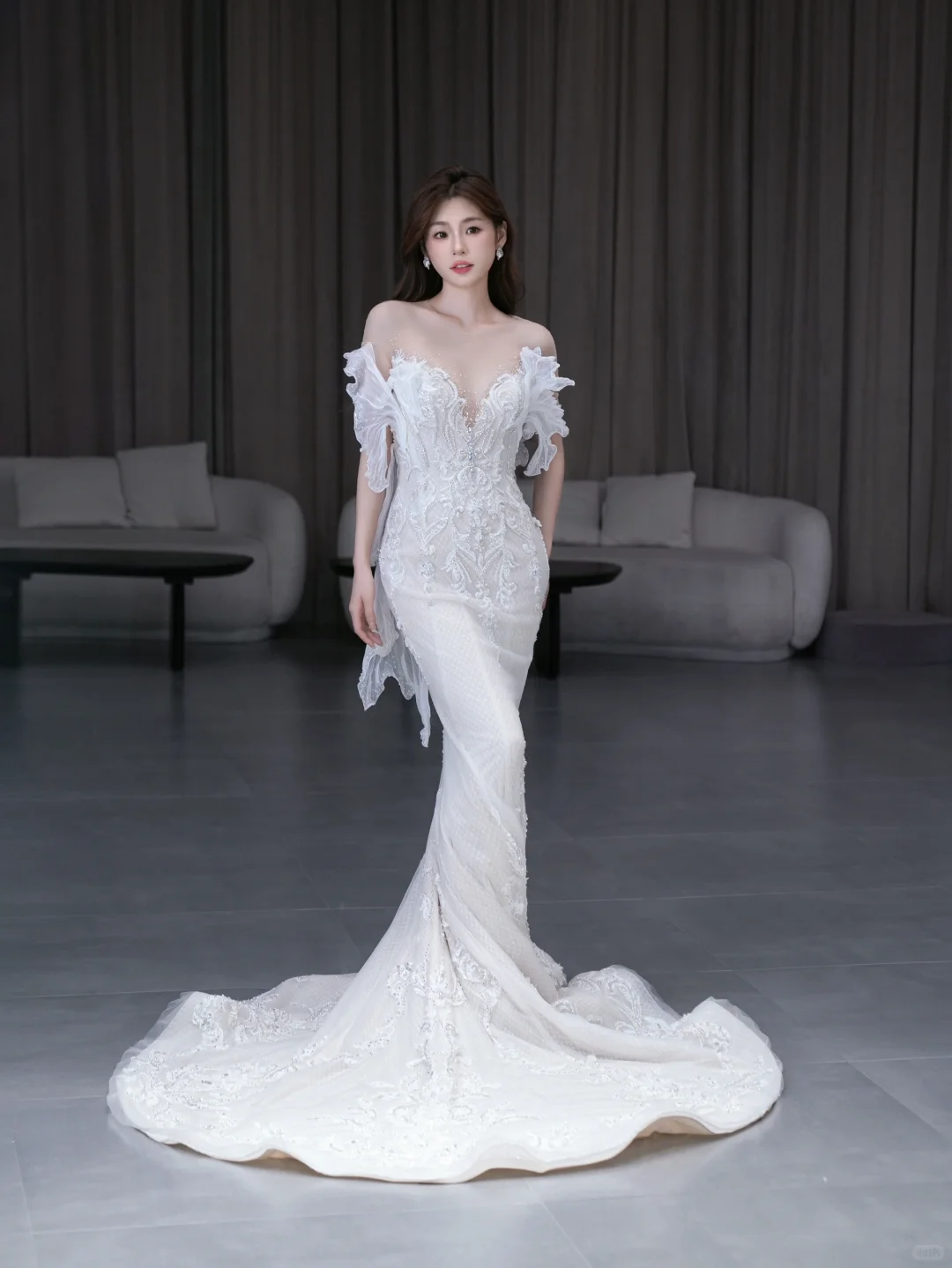 Dreamy Mermaid Off The Shoulder Satin Tulle Lace Beads Long Wedding Dresses