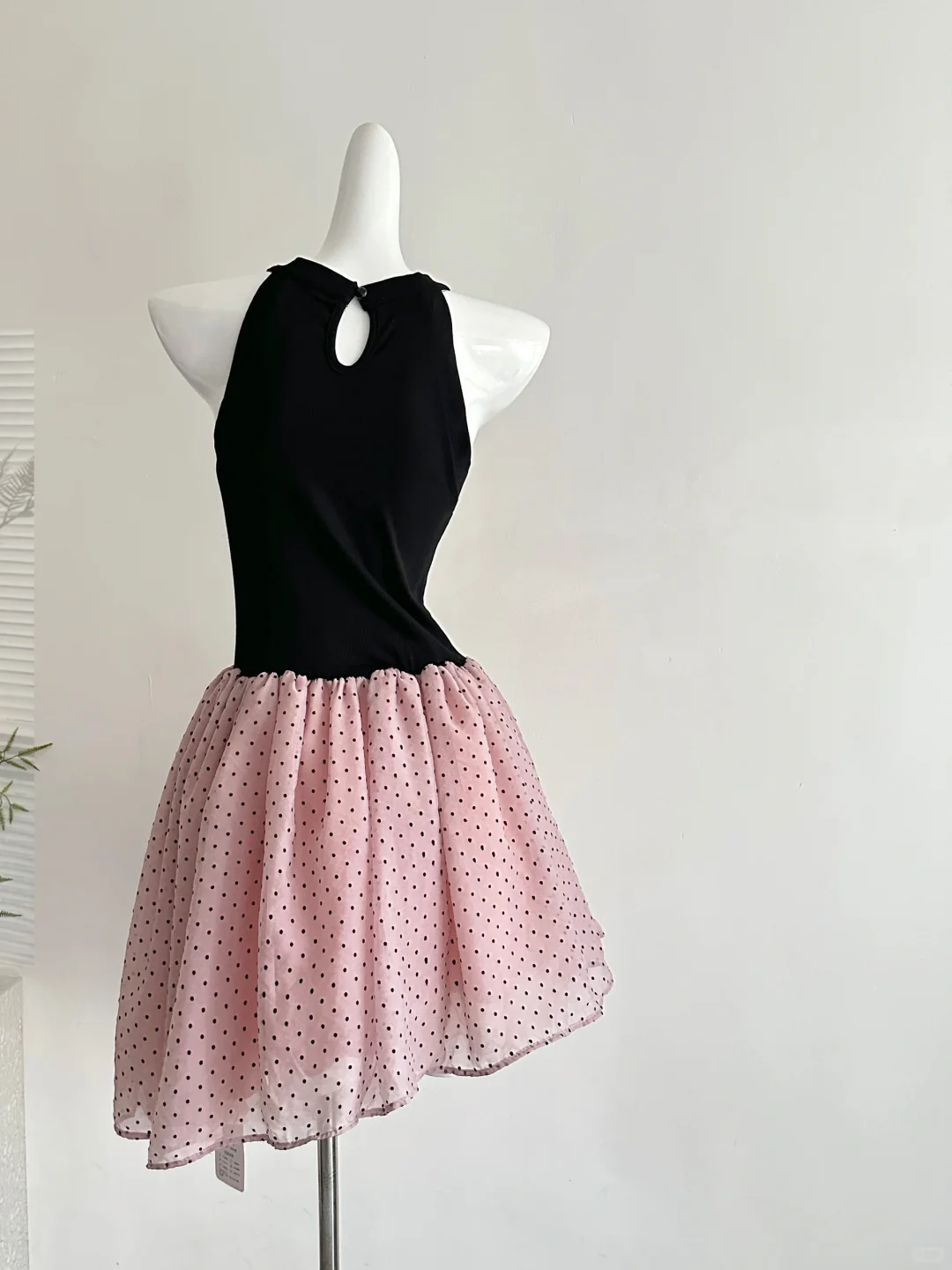 Chic 19th A Line Halter Satin Chiffon Polka Dots Short Homecoming Dress Birthday Outfits