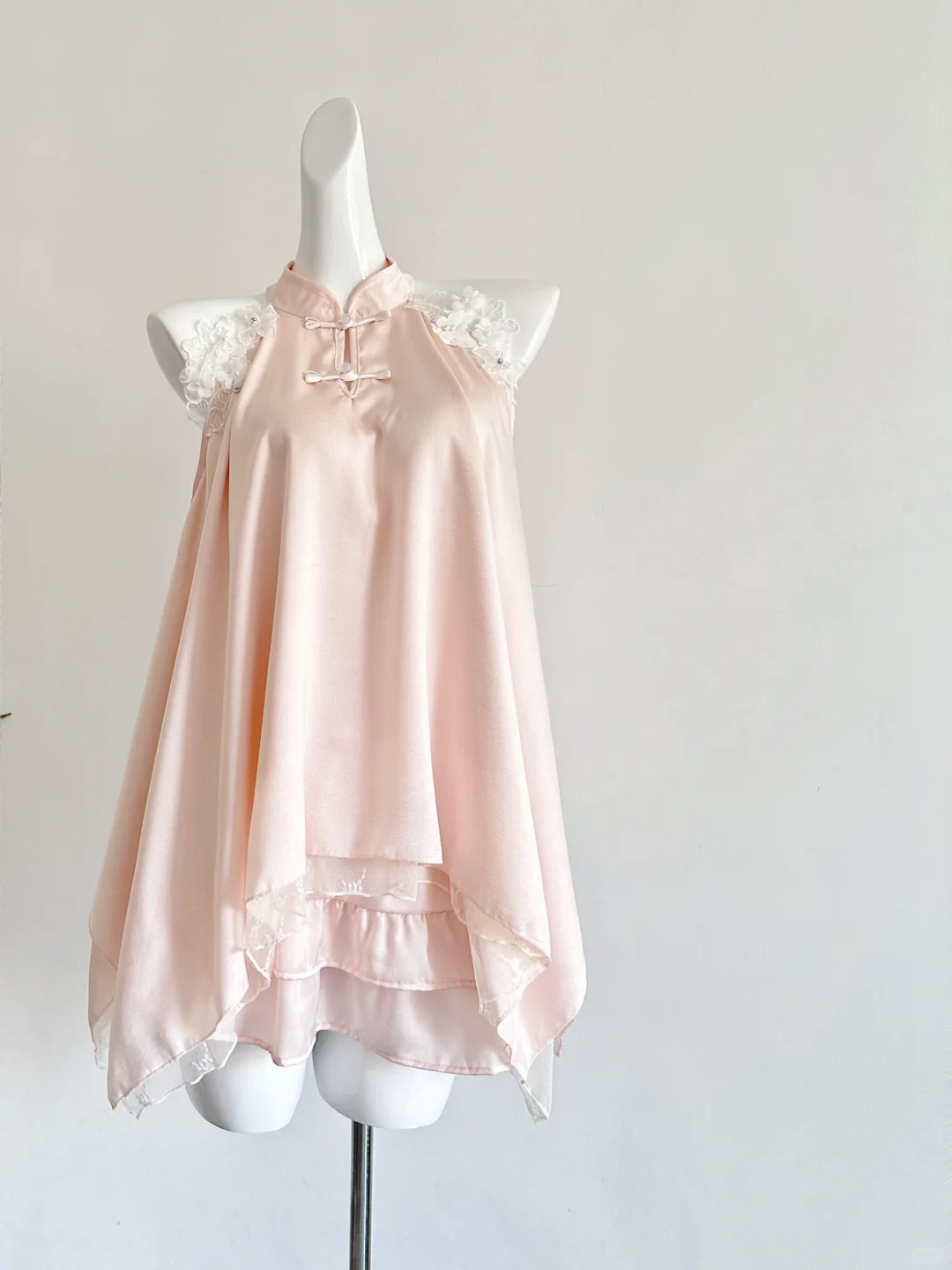 Pretty Chinese Style Halter Satin Lace Short Homecoming Dress 22th Birthday Outfits