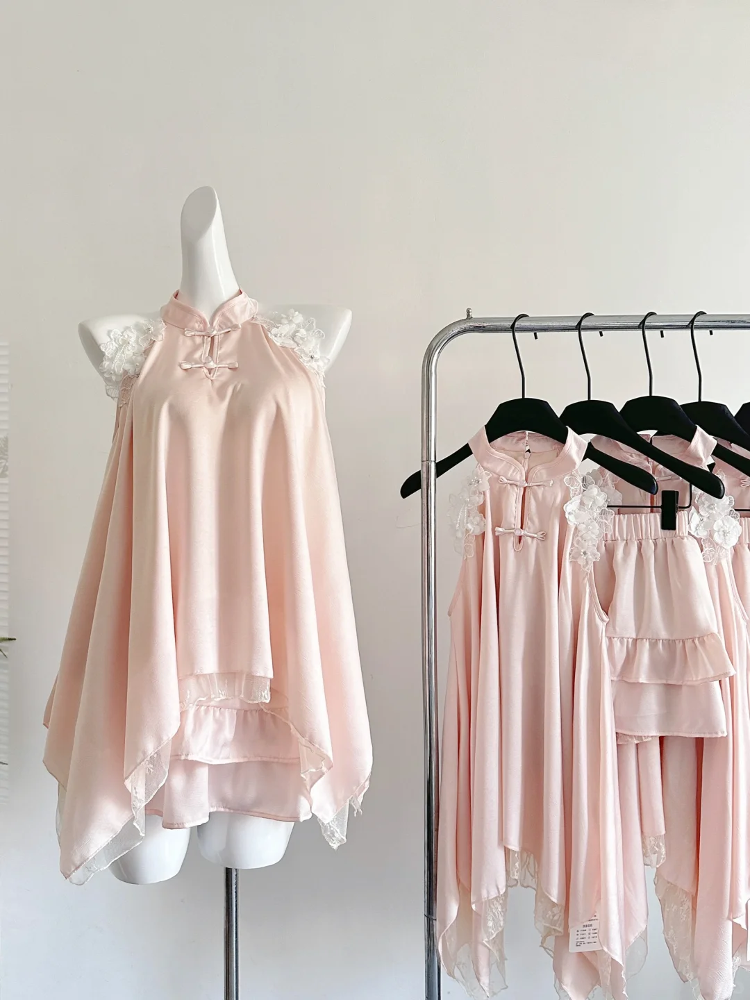 Pretty Chinese Style Halter Satin Lace Short Homecoming Dress 22th Birthday Outfits