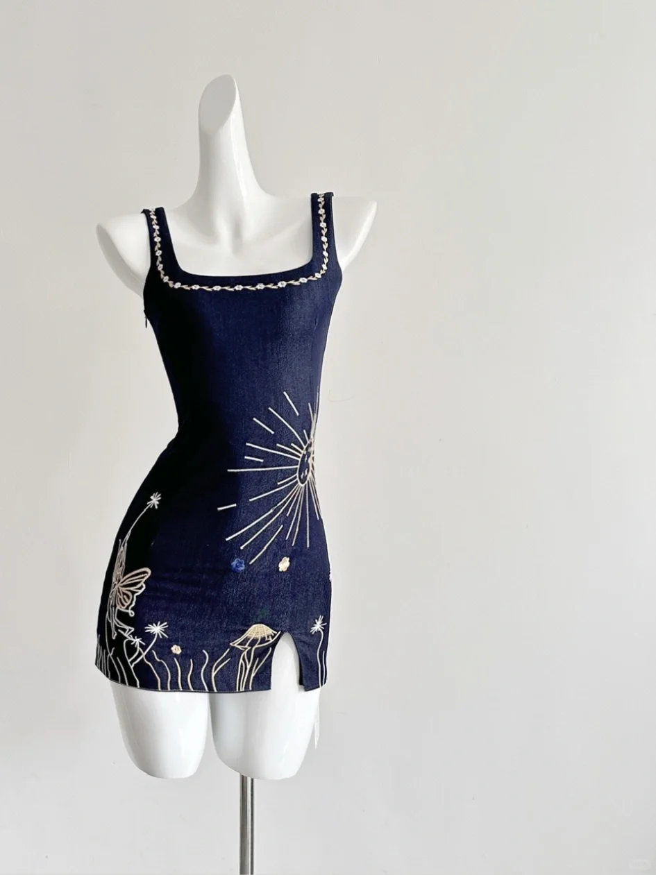 Charming Mermaid Square Satin Sequin Beads Short Homecoming Dress 22th Birthday Outfits