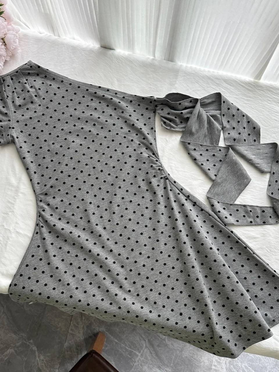 Gray 18th A Line One Shoulder Satin Polka Dots Short Homecoming Dress Birthday Outfits