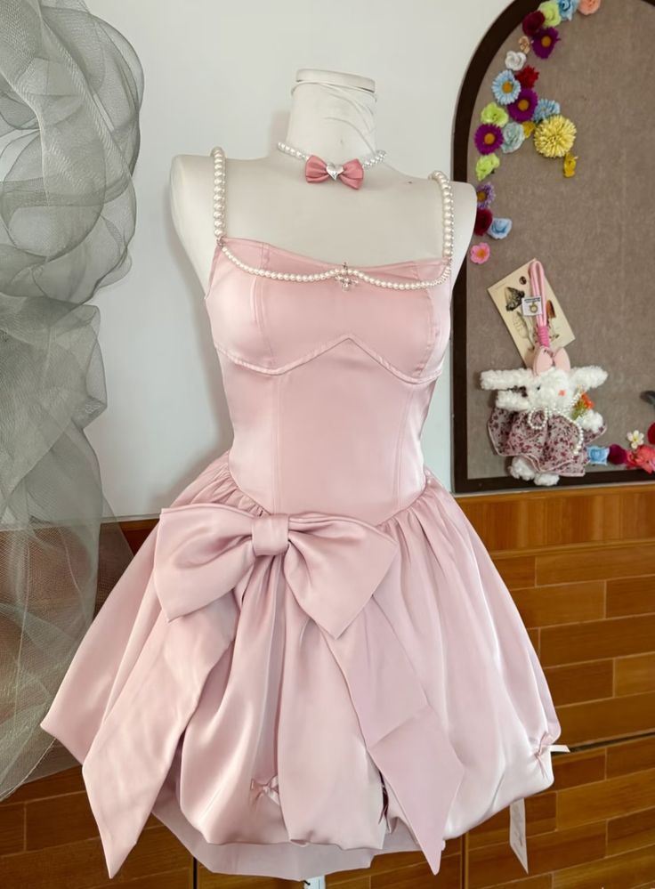 Sweet 16th Pink A Line Spaghetti Straps Satin Beads Short Homecoming Dress Birthday Outfits