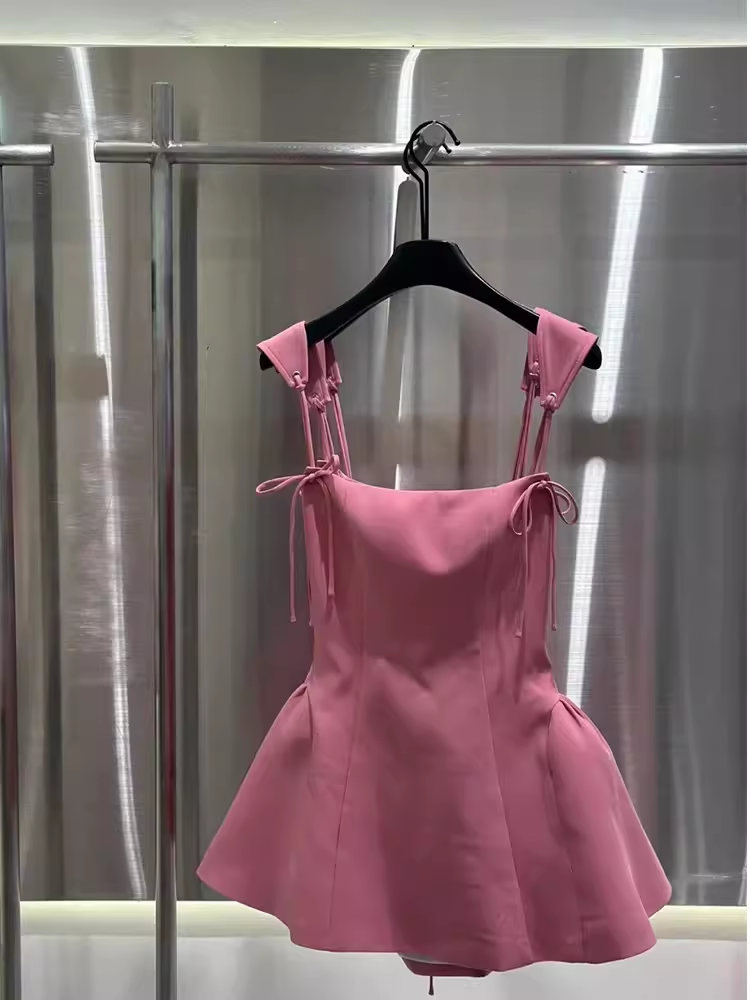 Simple A line Straps Pink Birthday Dress Satin Homecoming Dresses