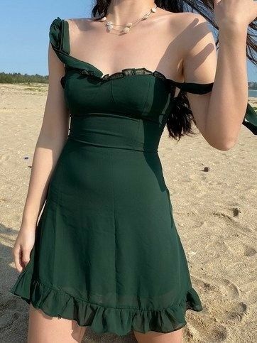 Dark Green Mermaid Spaghetti Straps Satin Chiffon Short Homecoming Dress 18th Birthday Outfits