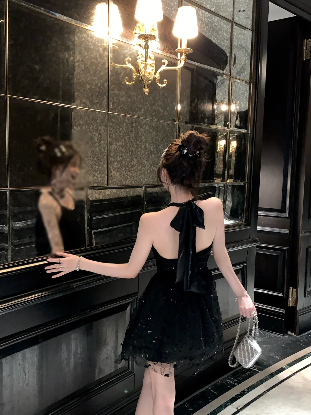 Chic A Line Halter Black Tulle Sequin Short Homecoming Dress 18th Birthday Outfits
