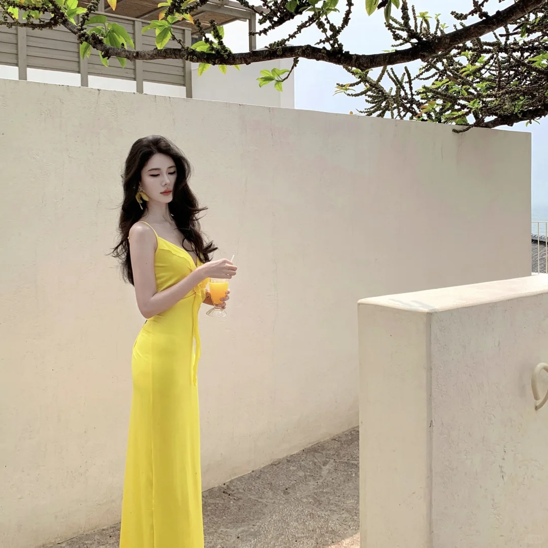 Yellow Mermaid Spaghetti Straps Satin Long Prom Dresses Formal Dress