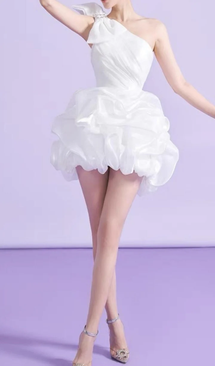 Simple Sheath One Shoulder Short Birthday Dress White Homecoming Dresses