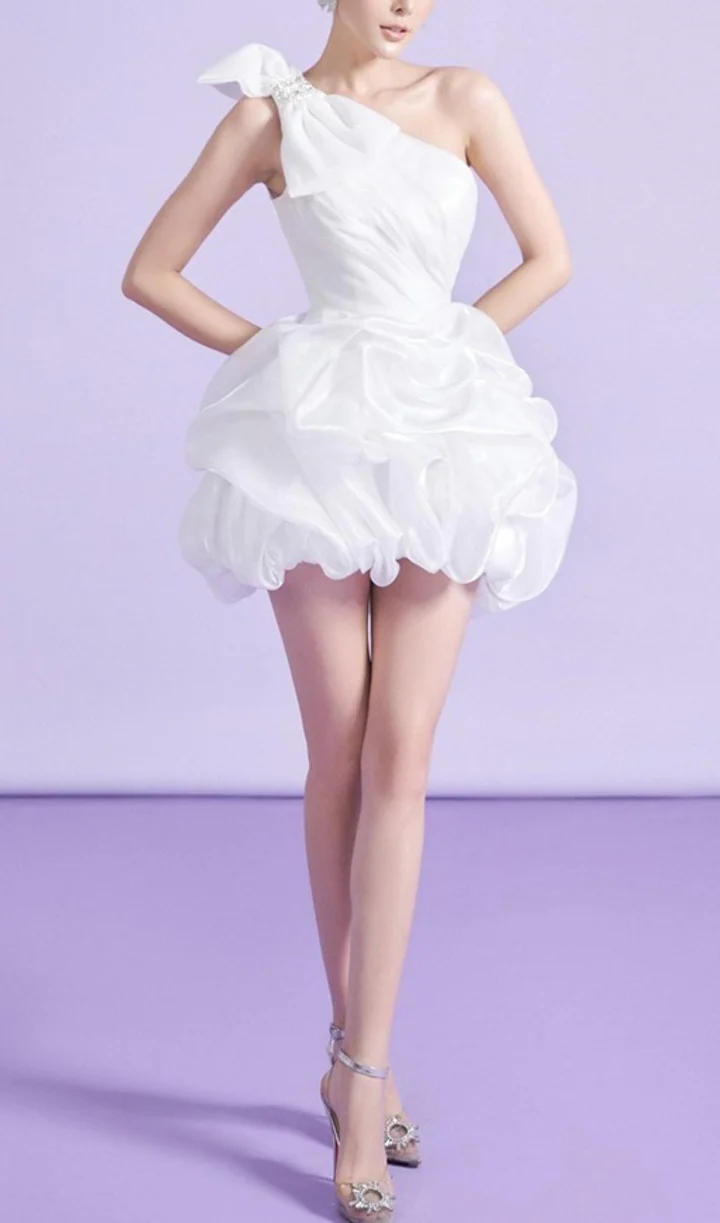 Simple Sheath One Shoulder Short Birthday Dress White Homecoming Dresses
