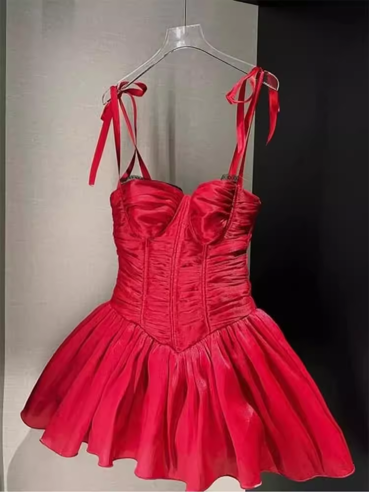 Simple A Line Straps Short Birthday Dress Red Homecoming Dresses