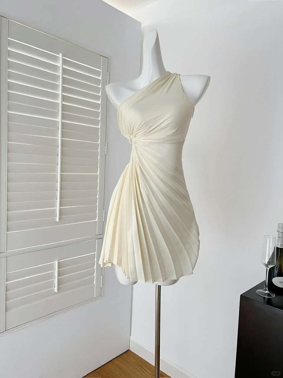 Unique A Line One Shoulder Satin Pleated Short Homecoming Dress 19th Birthday Outfits