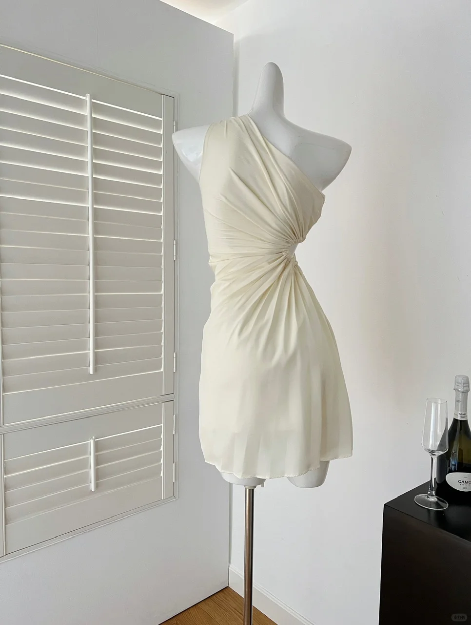 Unique A Line One Shoulder Satin Pleated Short Homecoming Dress 19th Birthday Outfits