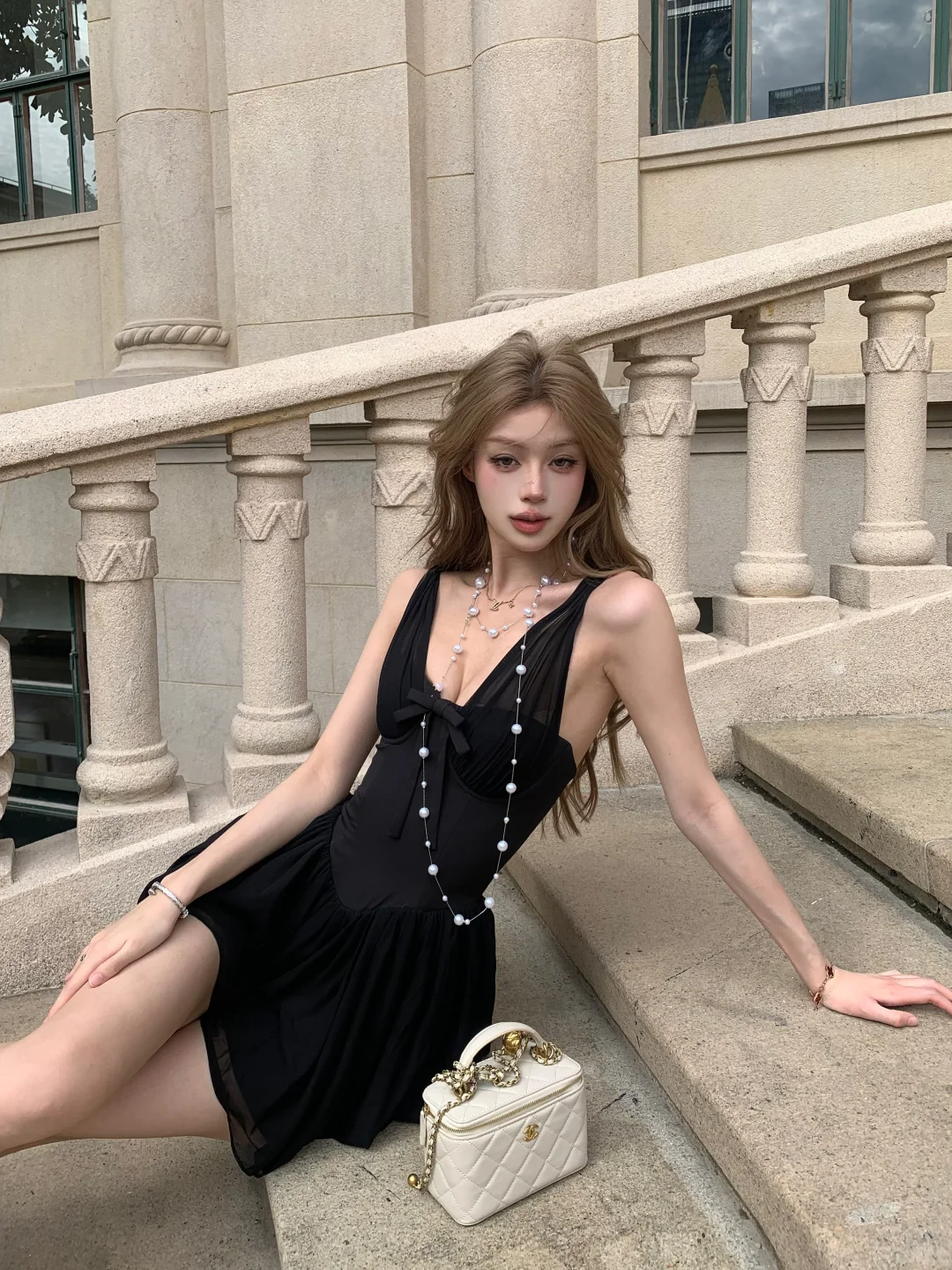 Classy A Line V Neck Black Satin Chiffon Short Homecoming Dress 20th Birthday Outfits