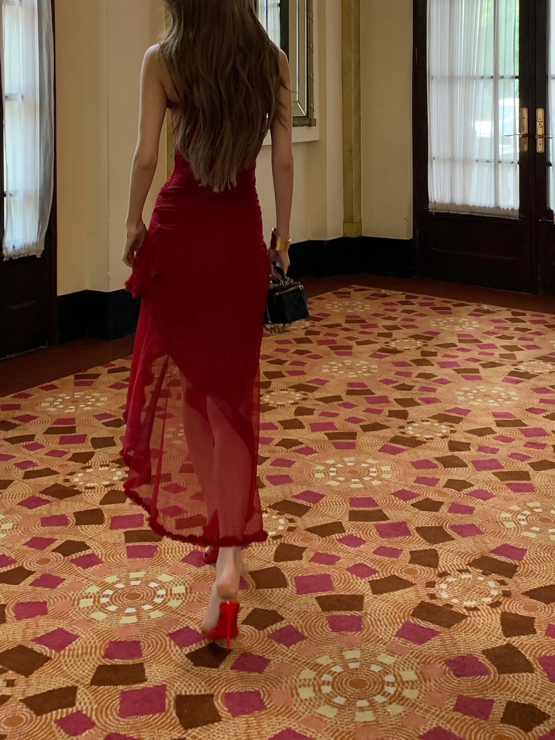Burgundy Mermaid Spaghetti Straps Satin Long Prom Dresses Formal Dress