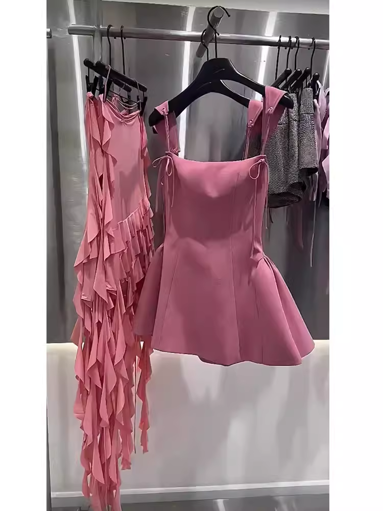 Simple A line Straps Pink Birthday Dress Satin Homecoming Dresses
