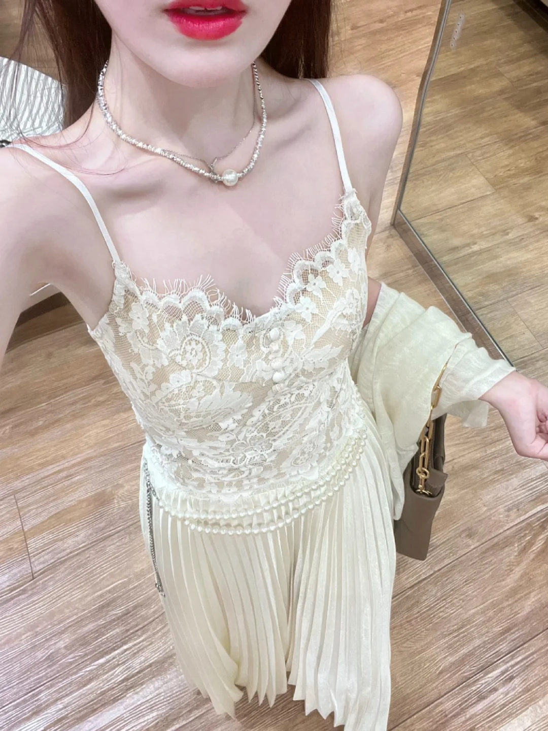 Elegant A Line Spaghetti Straps Satin Lace Pleated Long Prom Dresses Formal Dress
