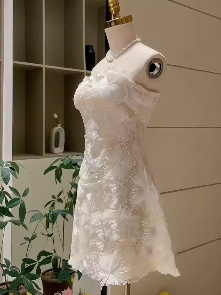 Simple A line Short Birthday Dress Lace White Homecoming Dresses