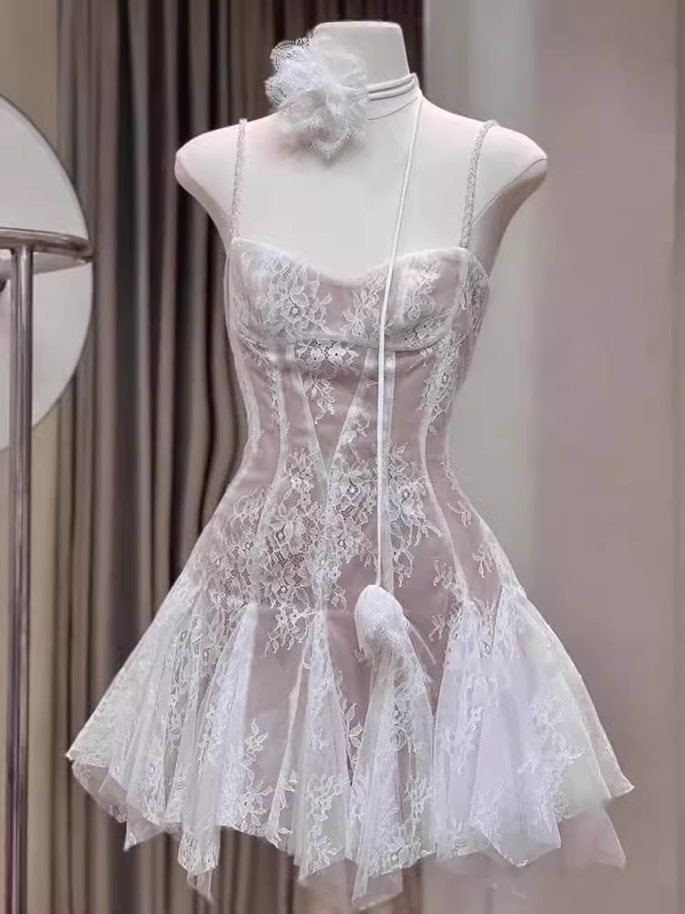 Simple A line Short Birthday Dress Lace White Homecoming Dresses