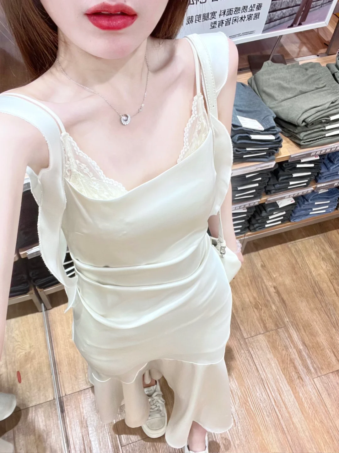Elegant Mermaid Spaghetti Straps Satin Lace Long Prom Dresses Formal Dress