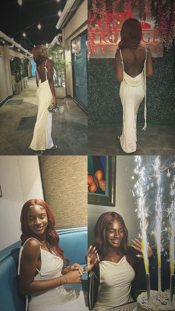 Simple Sexy Backless Evening Dress,22th Birthday Outfit
