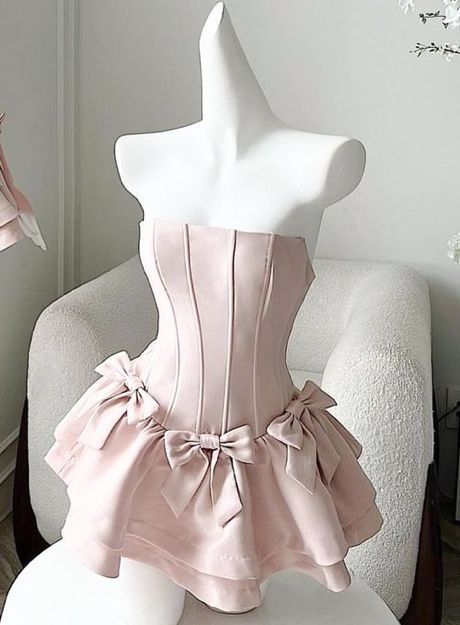 Sweet A Line Strapless Pink Satin With Bow Short Homecoming Dress 17th Birthday Outfits