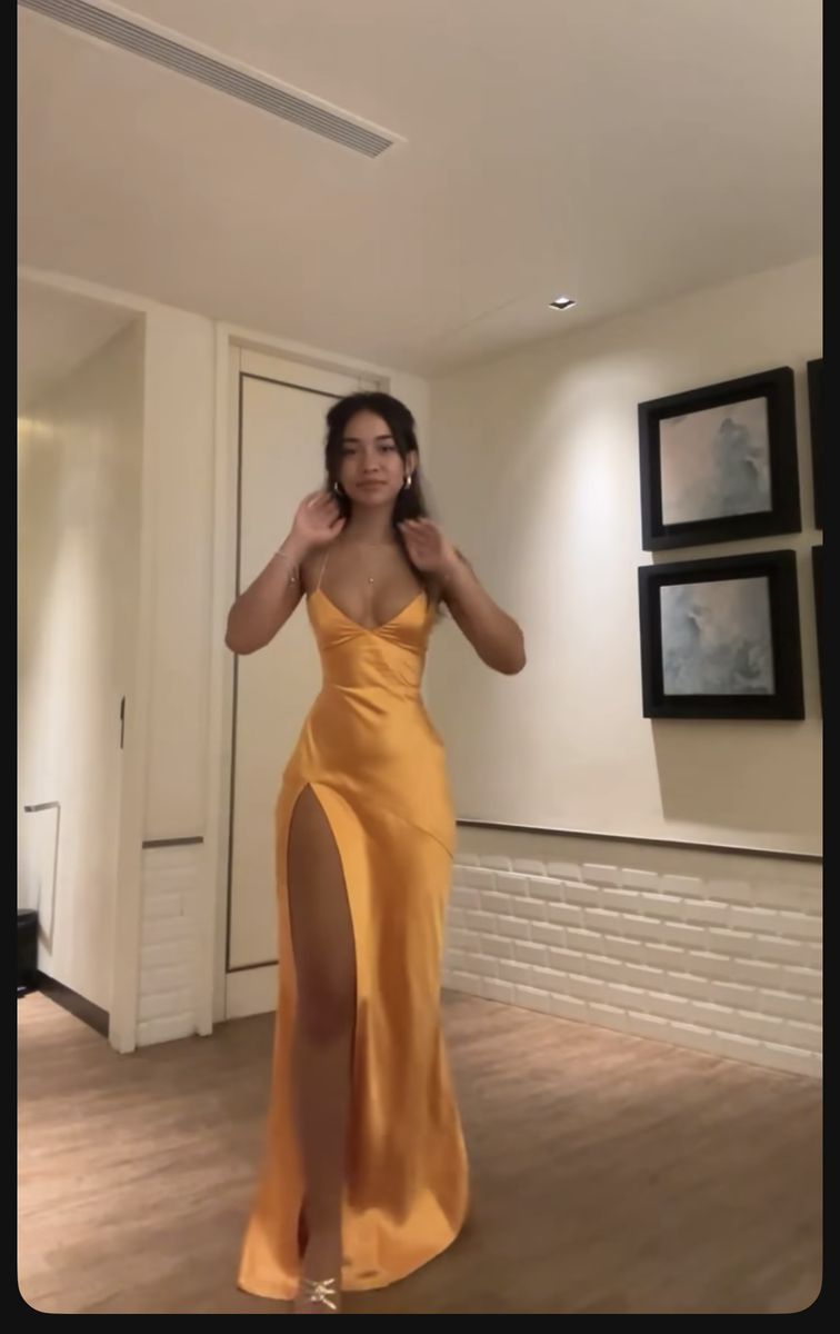 Simple Sexy Mermaid Halter Satin Slit Long Prom Dresses Formal Dress
