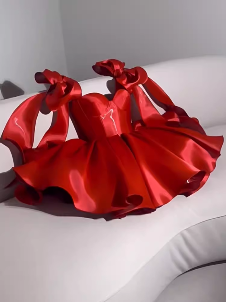 Simple A line Short Birthday Dress Red Homecoming Dresses