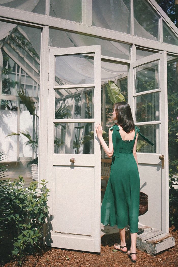 Square A Line Green Satin Slit Long Prom Dresses Formal Dress