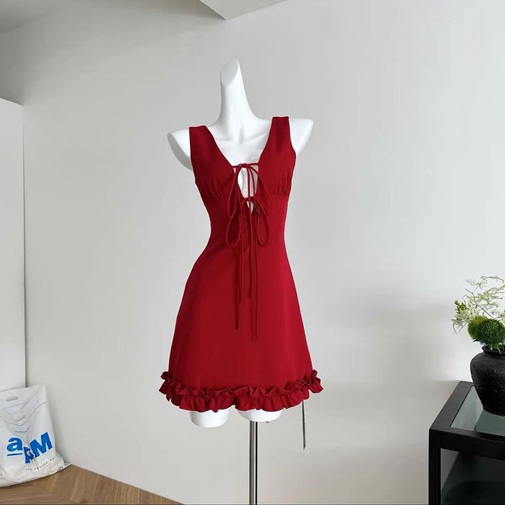 Pretty Red V Neck A Line Satin Short Homecoming Dress 19th Birthday Outfits