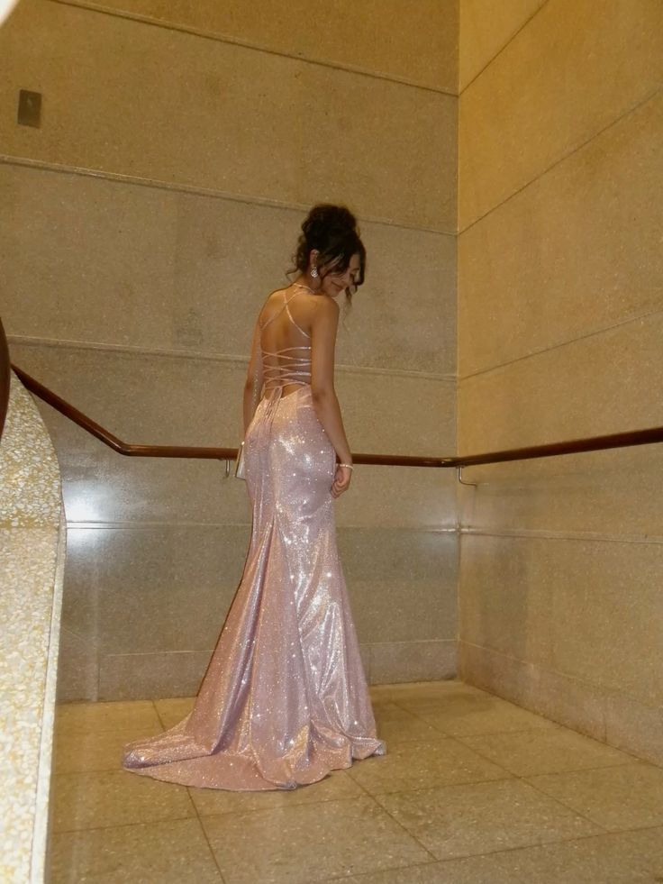 Shiny Mermaid Spaghetti Straps Satin Sequin Long Prom Dresses Formal Dress