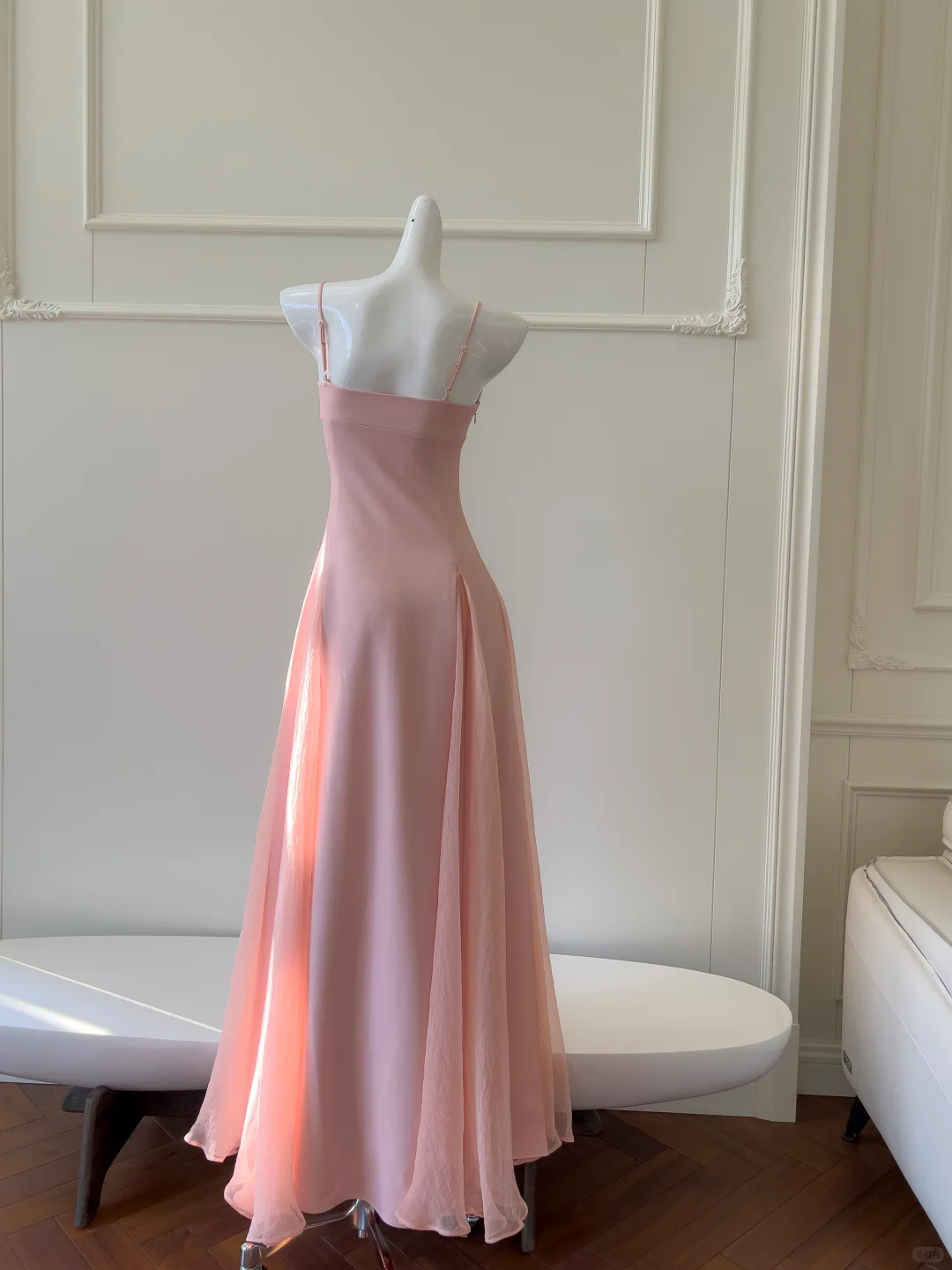 Pretty A Line Spaghetti Straps Satin Chiffon Long Prom Dresses Formal Dress