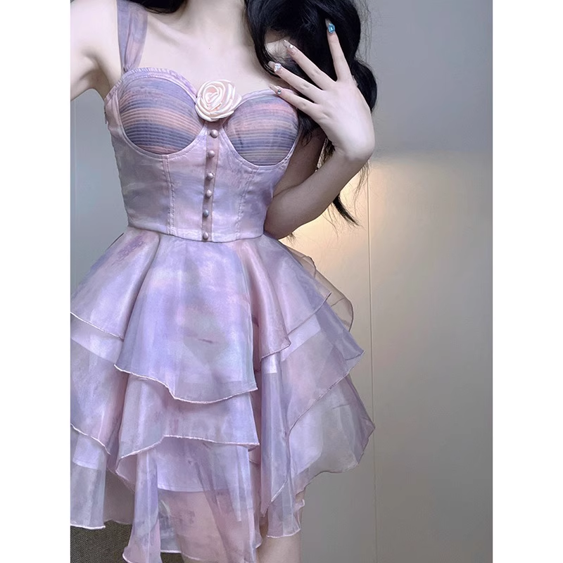 Cute Ball Gown Straps Lilac Short Cocktail Dresses Birthday Outfits