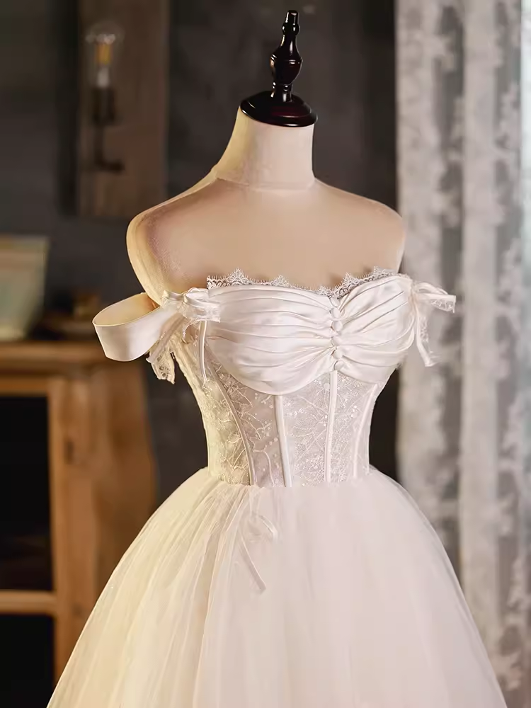 Vintage Ball Gown Off The Shoulder White Birthday Outfits Lace Homecoming Dresses