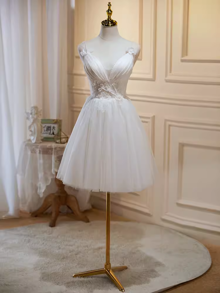 Simple A line Short Birthday Dress White Lace Homecoming Dresses