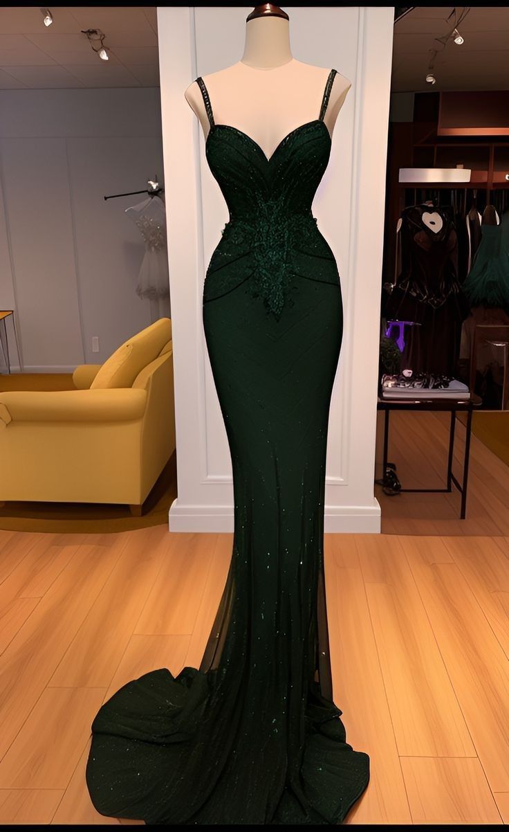 Pretty Mermaid Spaghetti Straps Satin Tulle Sequin Long Prom Dresses Formal Dress