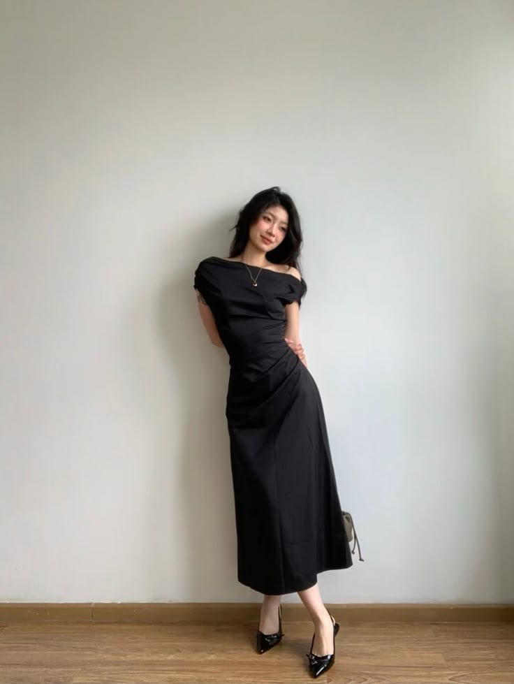 Black Simple Mermaid Off The Shoulder Satin Long Prom Dress,Formal Dress