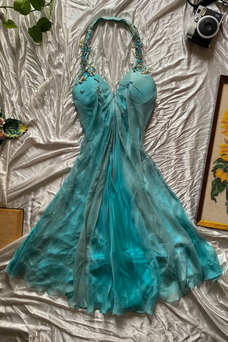 Chic A Line Halter Chiffon Short Homecoming Dress 19th Birthday Outfits