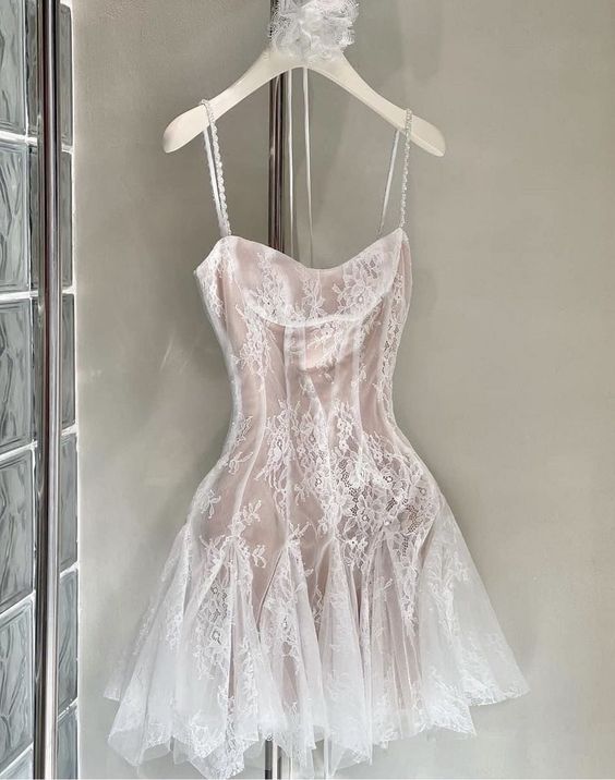 Spaghetti Straps A-Line Appliques Party Homecoming Dress