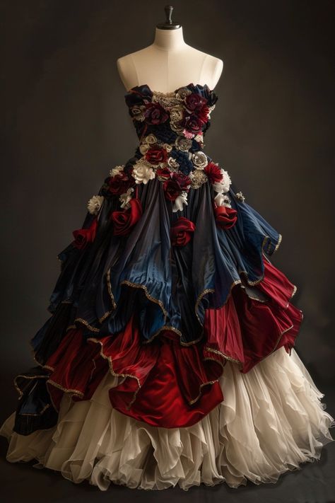 Absolutely Beautiful Ball Gown Strapless Satin Tulle Flowers Long Prom Dress,Formal Dress