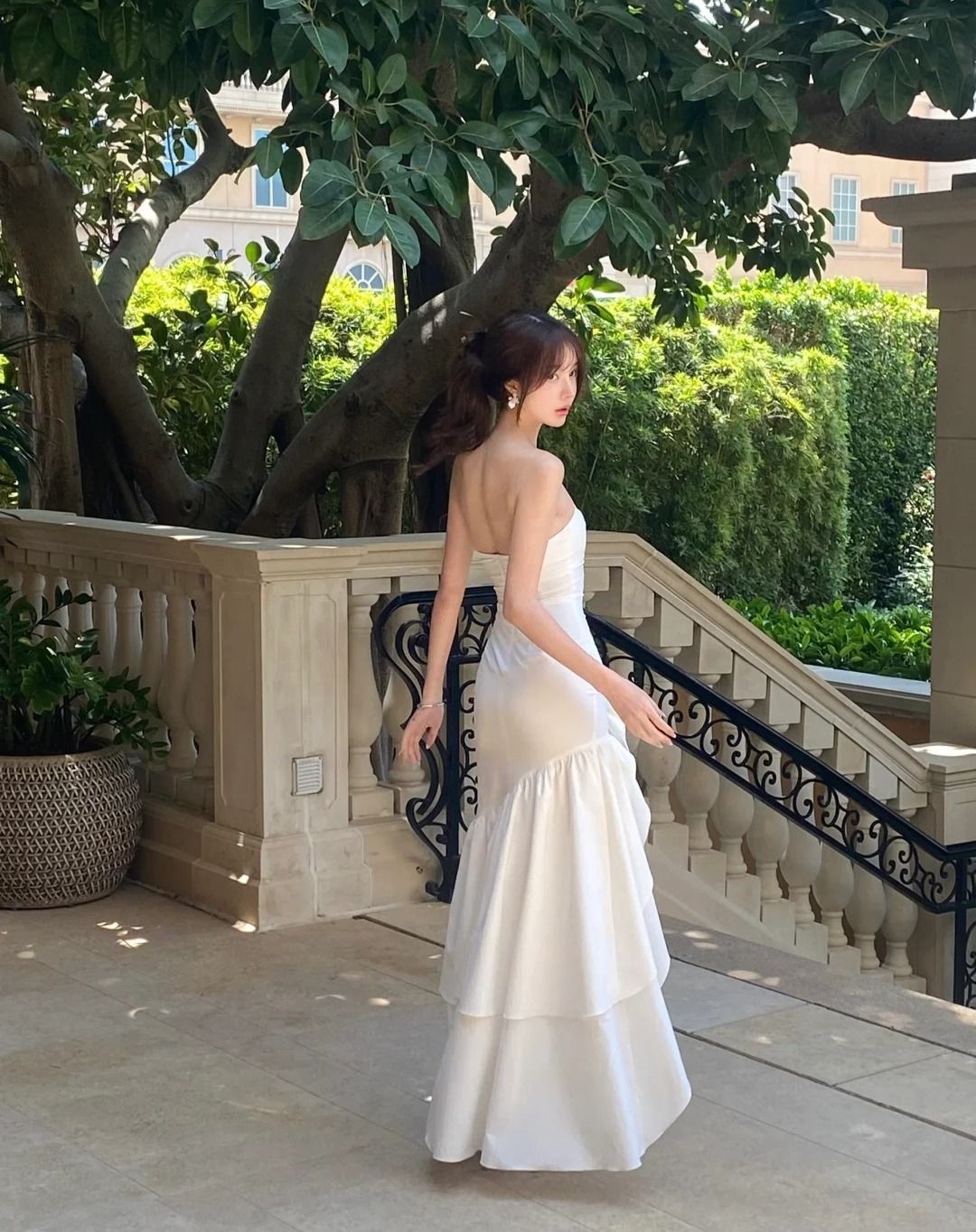 Elegant Mermaid Strapless Layer Satin Long Prom Dress,Formal Dress