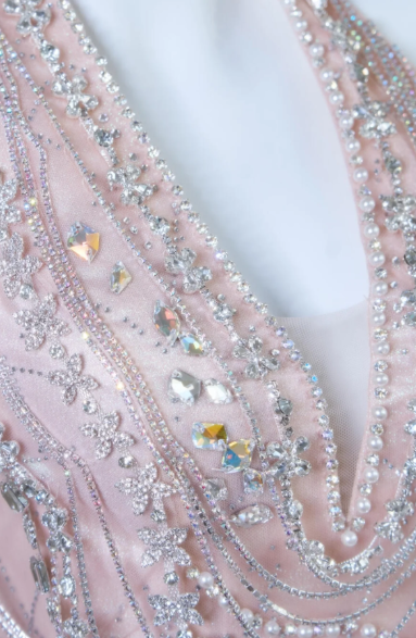 Gorgeous Mermaid Halter Light Pink Satin Beaded Long Prom Dress,Formal Evening Dress
