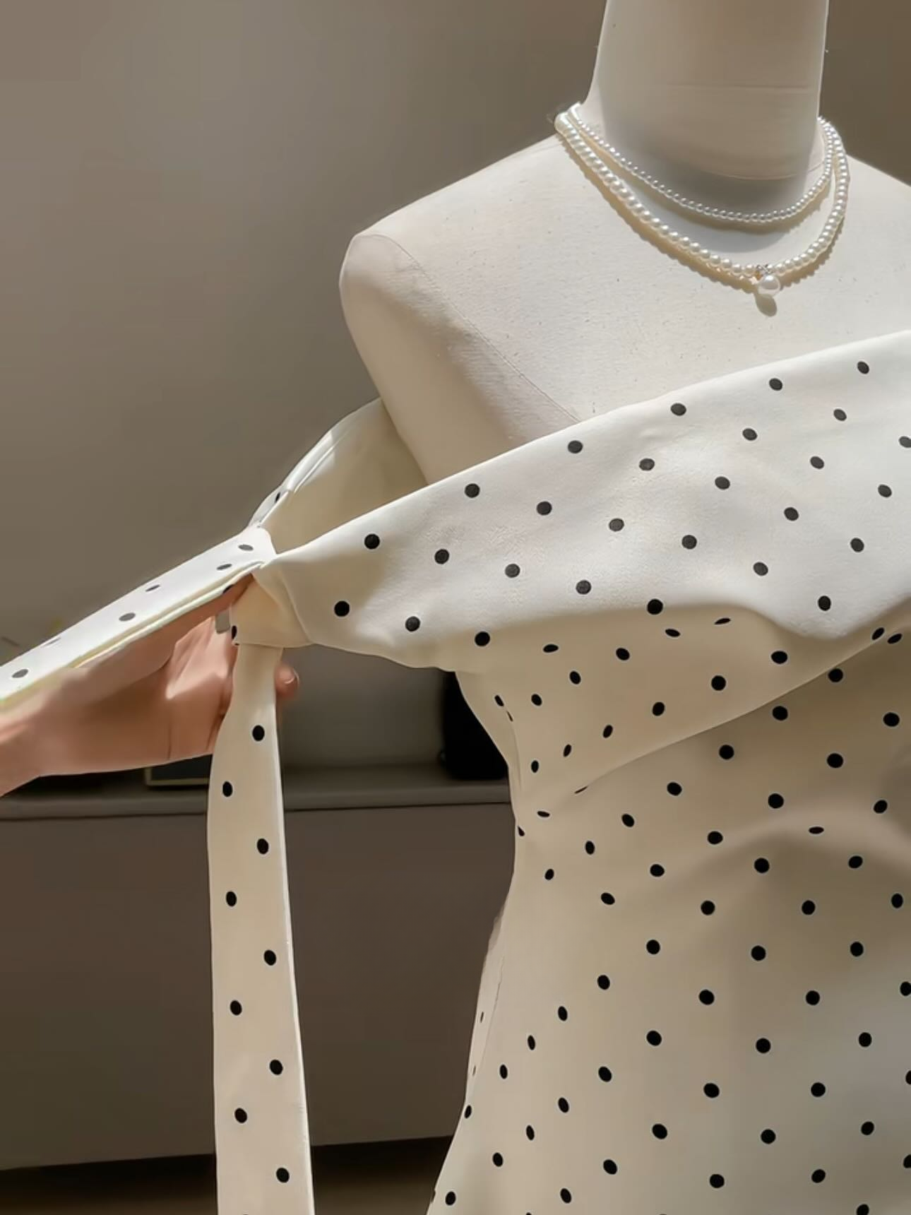Chic A Line Off The Shoulder Polka Dots Satin Short Homecoming Dress 19th Birthday Outfits