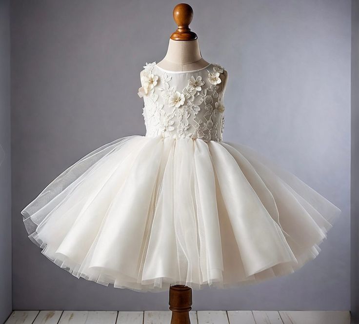 Sweet Ball Gown Satin Tulle Applique Flower Girl Dress